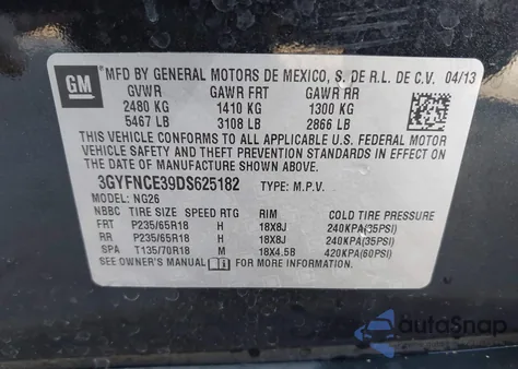 2013 Cadillac Srx Luxury Collection from USA, damaged, VIN 3GYFNCE39DS625182